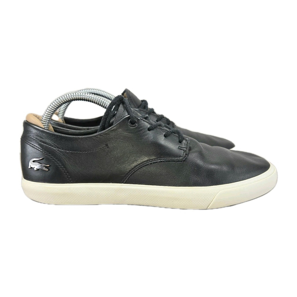 LaCoste Men's Espere Black Leather Casual Lace Up Sneakers Size 8 - Picture 1 of 11